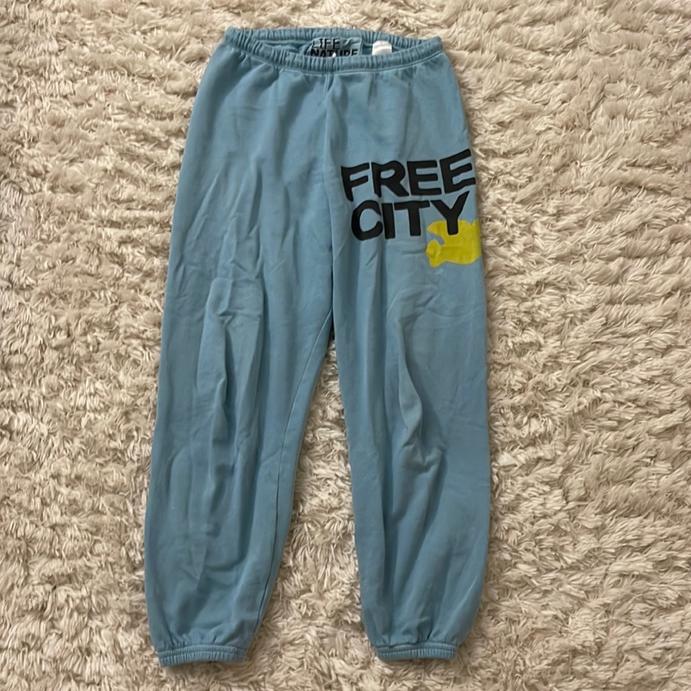 BLUE AND YELLOW FREE CITY SWEATPANTS FOR TRADE!